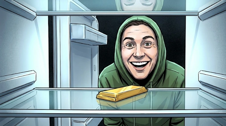 Person opening the fridge with high expectations meme style